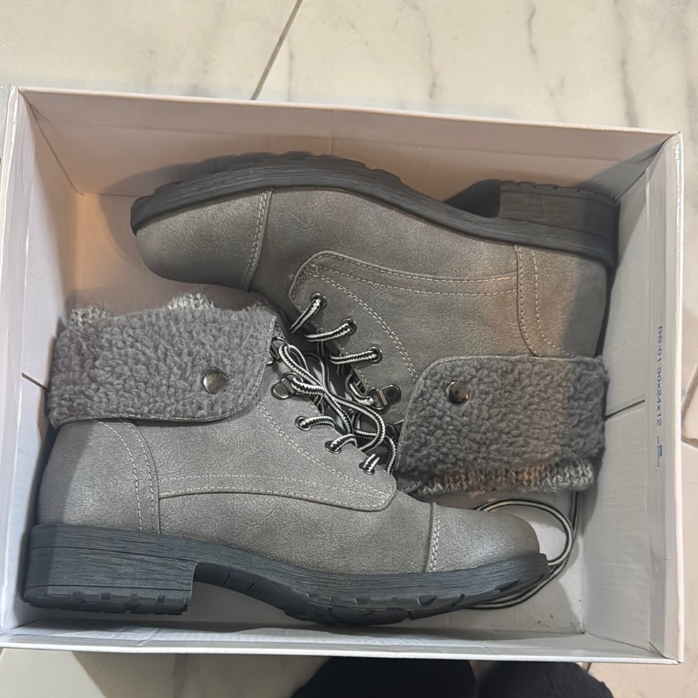 White Mountain Taupe Moto Boots with Plush Lining and Durable Sole